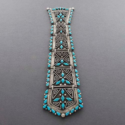 Billy Betoney Necktie of Turquoise and Silver