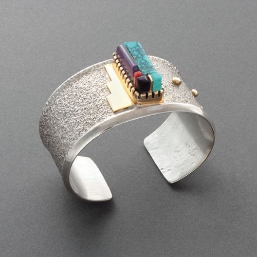 Silver Bracelet with Height Inlay By Sonwai