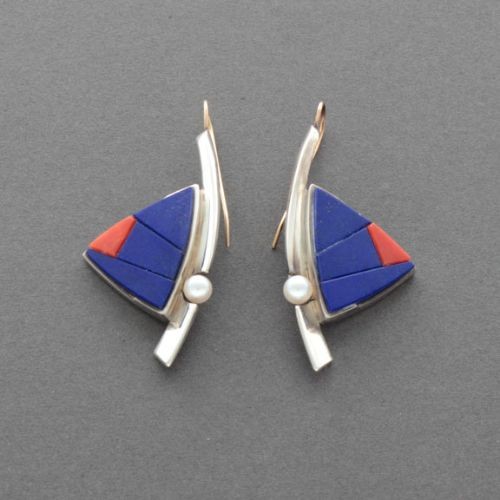 Richard Chavez Earrings of Lapis and Silver