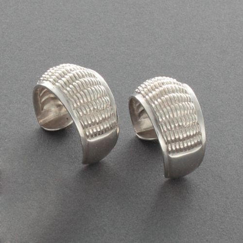 Harvey Begay Silver Textured Hoop Earrings