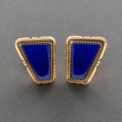 Leonard Platero Lapis and Gold earrings