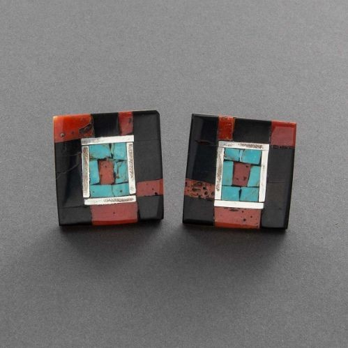 Mosaic Inlay Earrings by Mary C. Lovato