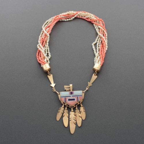 Ray Tracey Necklace of Coral and Freshwater Pearls