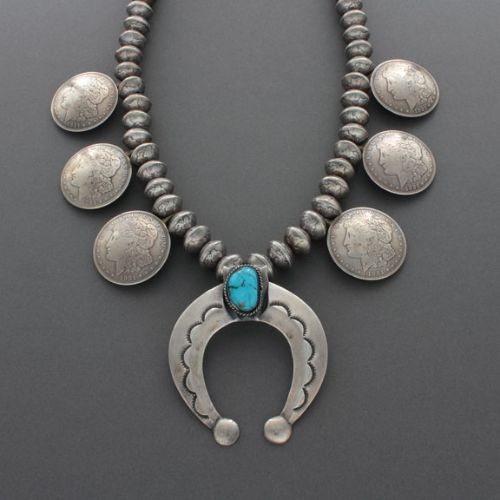 Morgan Silver Dollar Squash Blossom Necklace