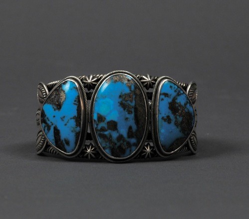 Perry Shorty Bracelet of Three Morenci Turquoise Stones