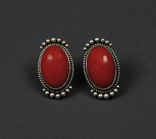 Perry Shorty Earrings of Red Coral