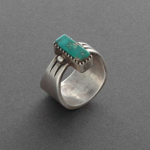 Mike Bird Romero Ring with Blue Gem Turquoise