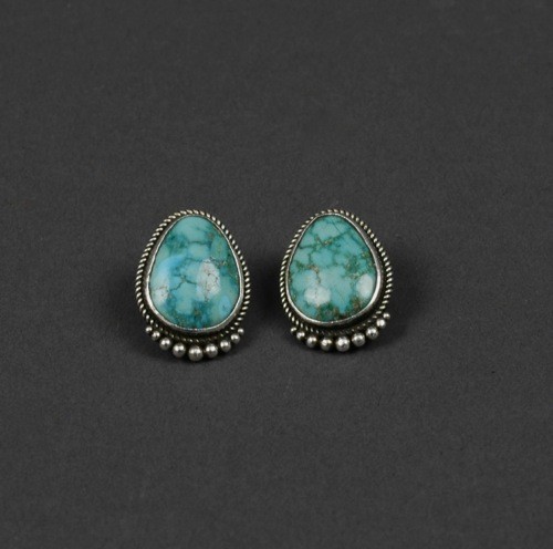 "Perry Shorty earrings of Natural Nevada turquoise"