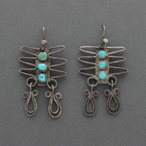 Historic Dangle Earrings Turquoise and Silver