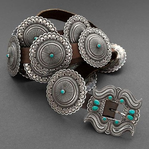 Perry Shorty Concho Belt of Turquoise and Silver