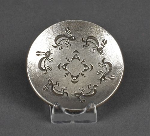 Norbert Peshlakai Silver Plate with Rabbits