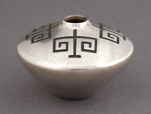 Norbert Peshlakai Silver Seed Jar