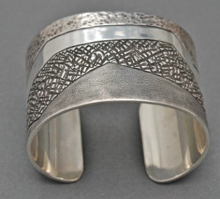 Jared Chavez Silver Cuff Bracelet With Etching Design