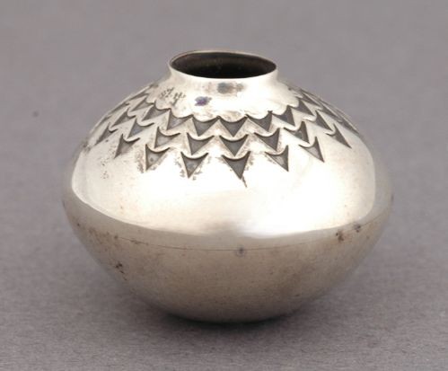 Norbert Peshlakai Miniature Silver Jar