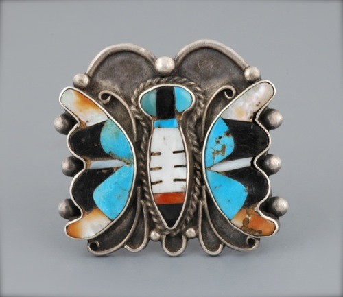 Zuni Butterfly Pin of Mosaic Inlay