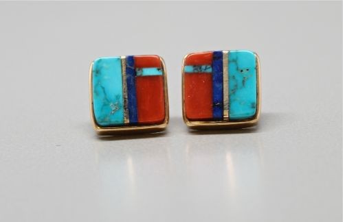 Charles Loloma Earrings of Inlay