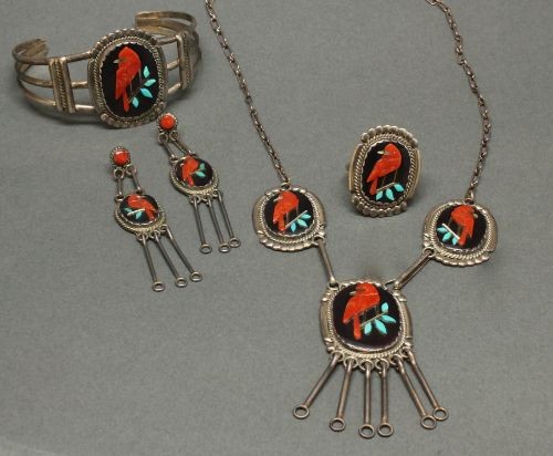 Ronnie Calavaza Jewelry Set of Inlay Cardinal