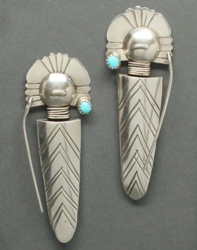 Long Silver Kachina Earrings