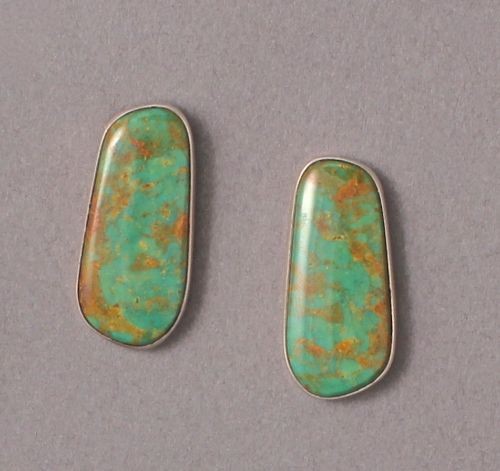 Mike Bird Romero Earrings of Green Turquoise