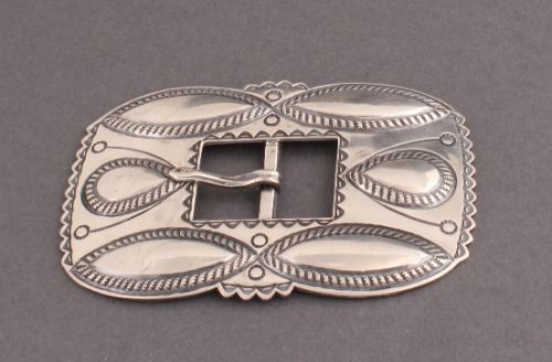 McKee Platero Belt Buckle Silver Repousse