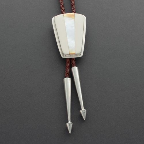 Charlie Bird Bolo Tie of Mother of Pearl
