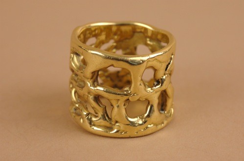 Charles Loloma Lost Wax Gold Cut-Out Ring