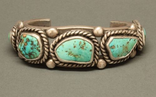 Bracelet of Heavy Silver and Turquoise