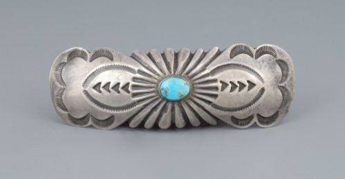 Old Navajo Hair Barrette Of Turquoise and Silver
