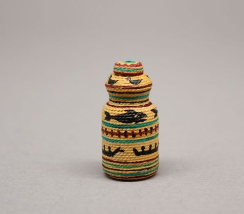 Miniature Makah Basket With Whales