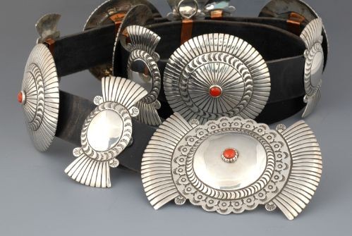 Leroy Begay Silver & Coral Concho Belt