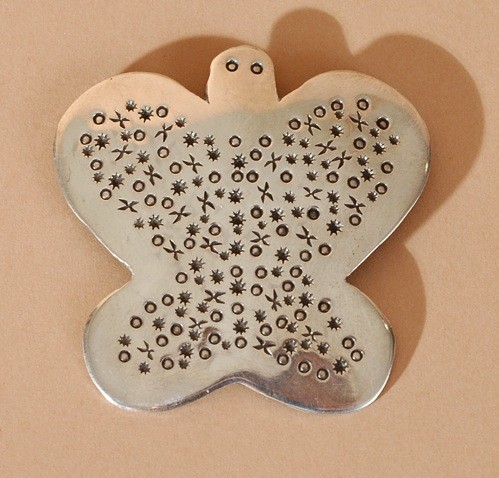 Linda Peshlakai Silver Stamped Butterfly Pin