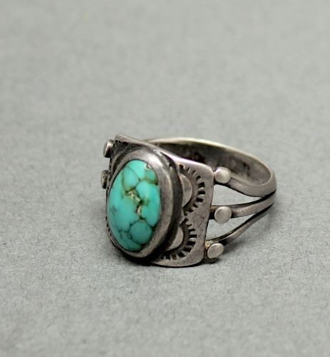 1930 Navajo Ring with Oval Turquoise