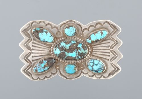 Old Navajo Pin of Turquoise and Silver