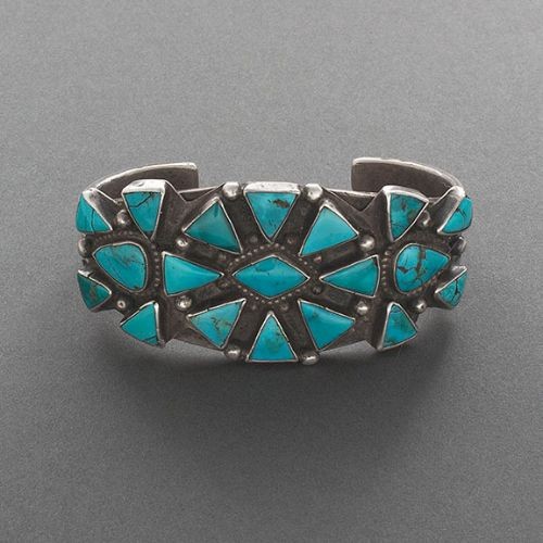 Old Blue Gem Cluster Bracelet