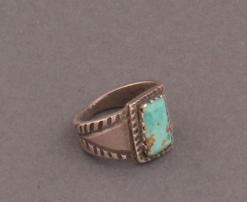 Old Ingot Ring With One Turquoise
