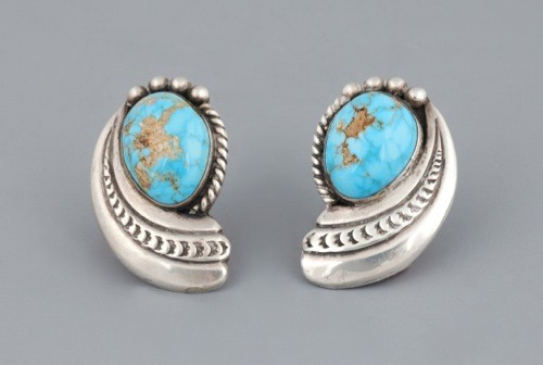 Navajo Earrings with Domed Turquoise