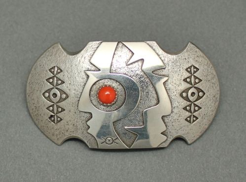 Norbert Peshlakai Silver and Coral Barrette