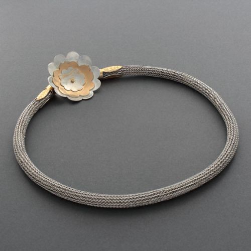 Charlyn Reano Silver and Gold Flower Necklace
