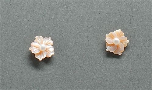 Carved Pink Flower Earrings by Charlyn Reano