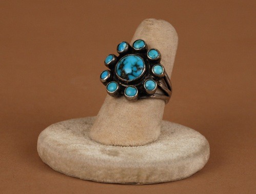 10 Stone Turquoise Cluster Ring