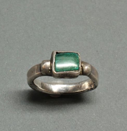 Very Early Ingot Ring with Green Stone
