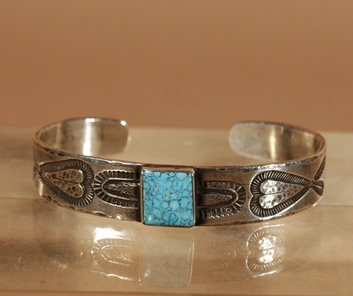 1930’s Ingot & #8 Turquoise Heart Bracelet