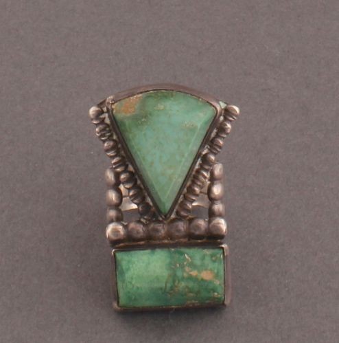 Ring with Two Cerrillos Turquoise Stones