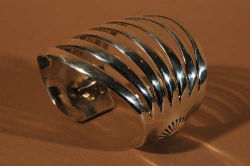 John Begay Wide Silver Parallel Band Bracelet