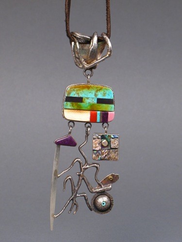 Raymond Sequaptewa Pendant Entitled Spirit of the Katsinas
