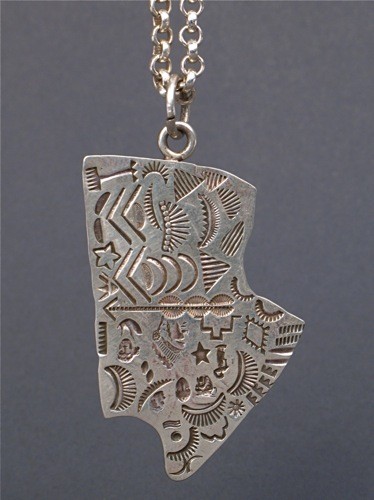 Mike Bird-Romero Pendant of Silver with Stamping
