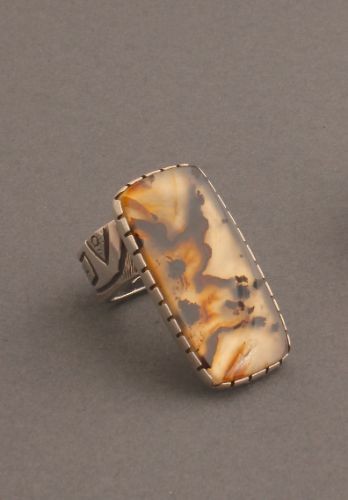 Jared Chavez Silver Ring With  Agate