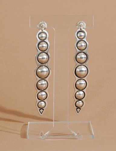 Cody Sanderson Long Silver Domed Earrings
