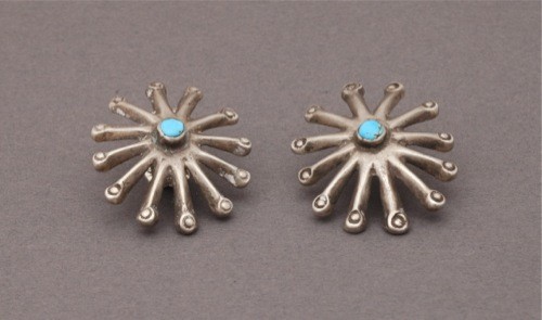 Turquoise Earrings of Old Buttons