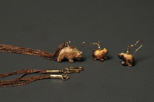 Zuni Fetish Necklace and Earring Set by Faye Quandelacy